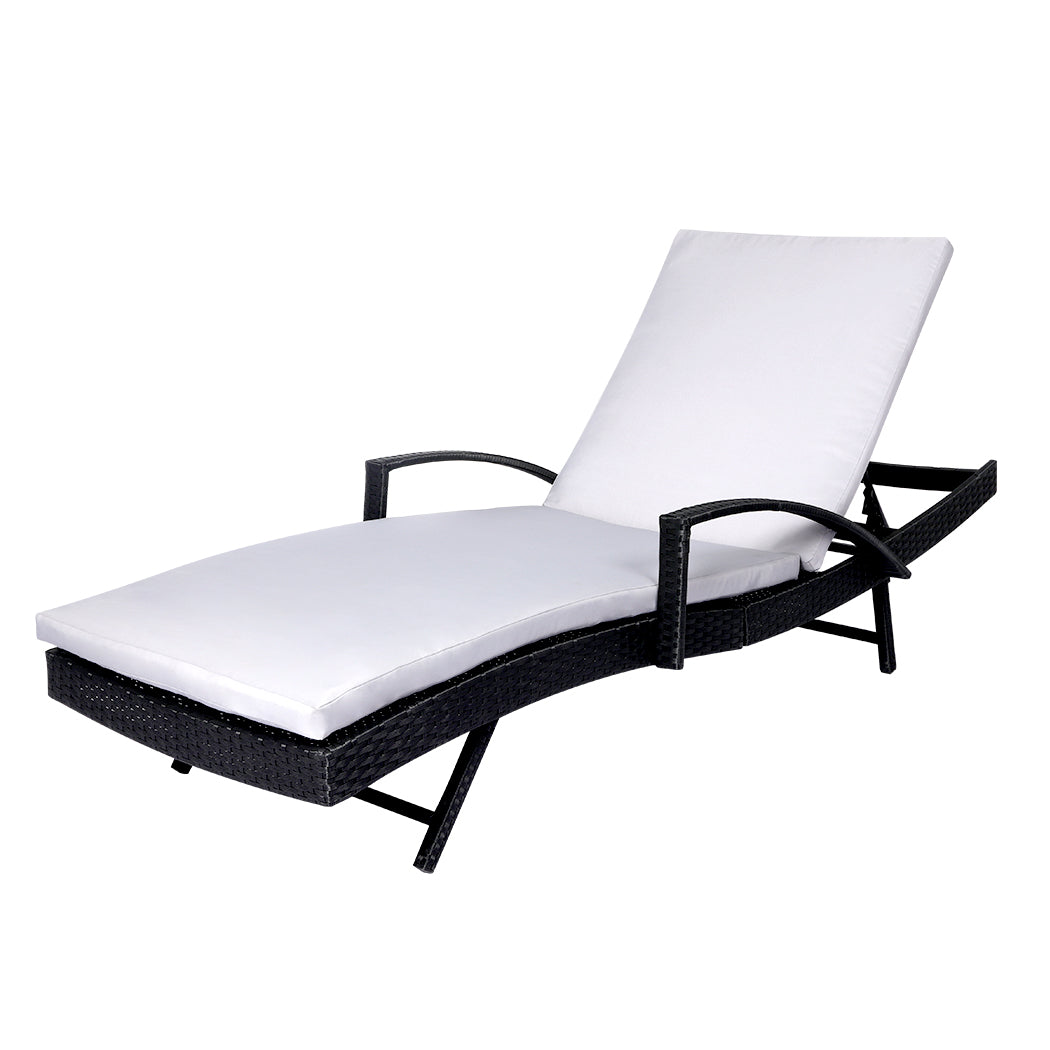 Levede Sun Lounger Wicker Lounge Outdoor Grey-1954802878652747776