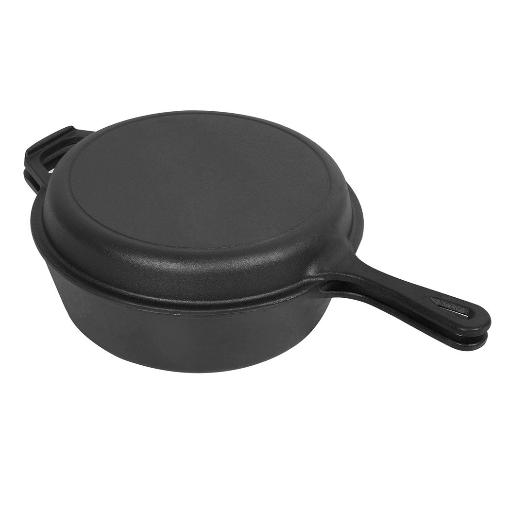 Toque Cast Iron Skillet Set 3-in-1 with Dutch Oven Lid-1973194189445402624