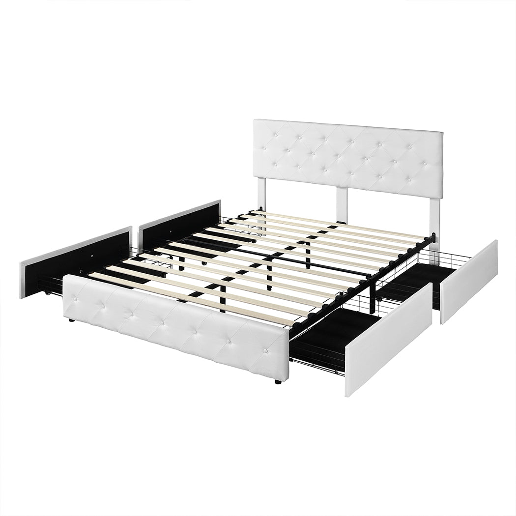 Levede Queen Bed Frame Tufted 4 Drawer-1954802933145145344