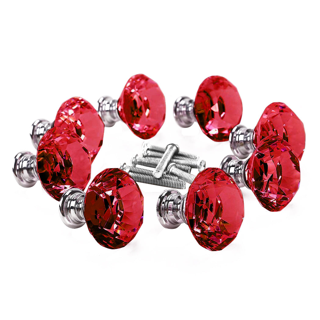 16 Pcs Red Crystal Knobs Diamond 30mm Small Red-1954802684863320064
