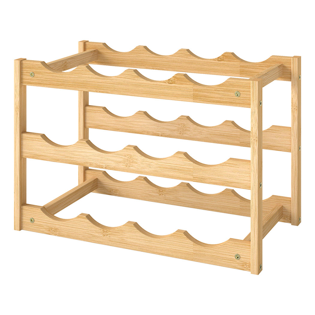 Toque Natural Bamboo Wine Rack 12 Bottles Organizer-1973193601500450816