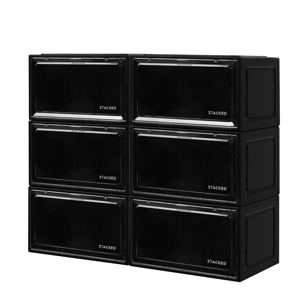 Stacked Shoe Box Acrylic Sneaker Display 6PC Black-1954802597328195584
