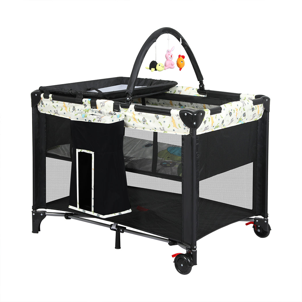 BoPeep Baby Cot Bed Crib Portable Bassinet Black-1910113153782517760