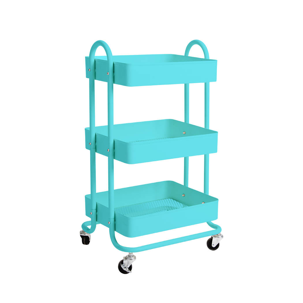 Levede 3 Tiers Kitchen Trolley Cart Turquoise-1917016721709993984