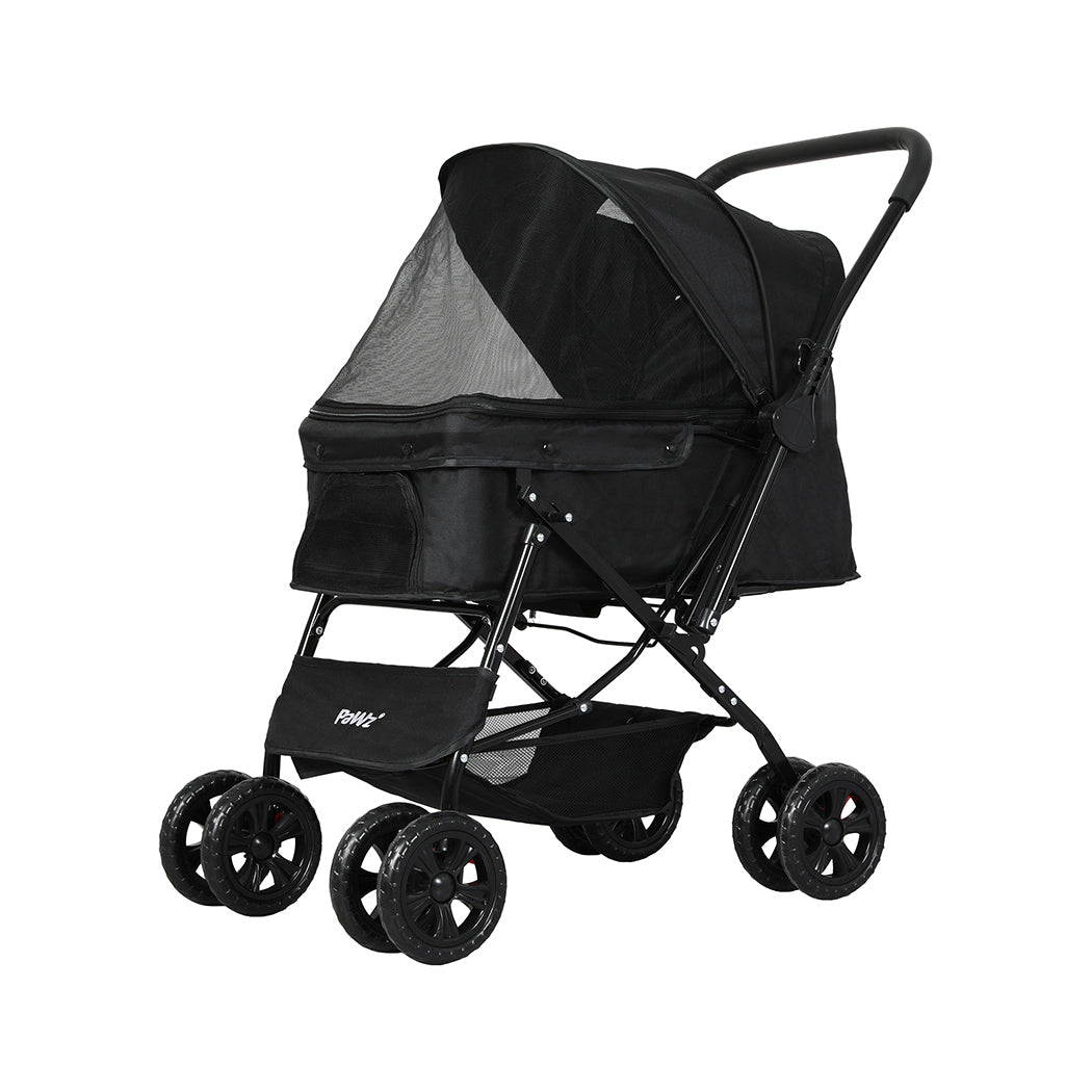 PaWz Pet Stroller Dog Cat Carrier Foldable Black-1954802607113506816