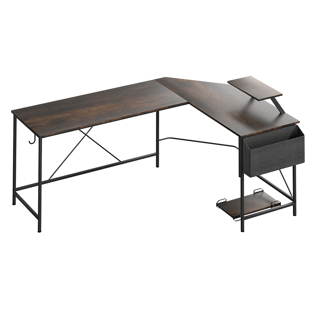Levede Computer Desk Corner Desk Brown-1954802381535449088