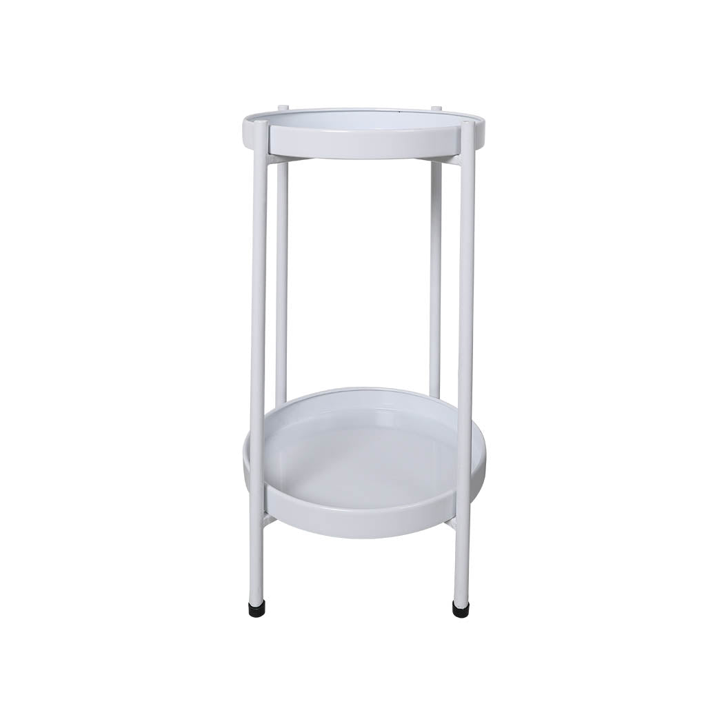 Levede 2 Tiers Plant Stand Metal Flower White Medium-1954802666353856512