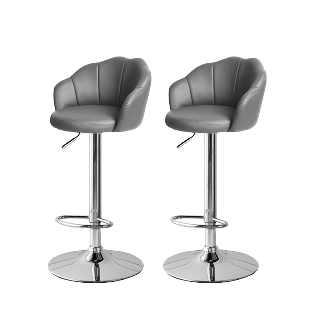 Levede 2x Bar Stools Kitchen Gas Lift Grey-1919892921260314624