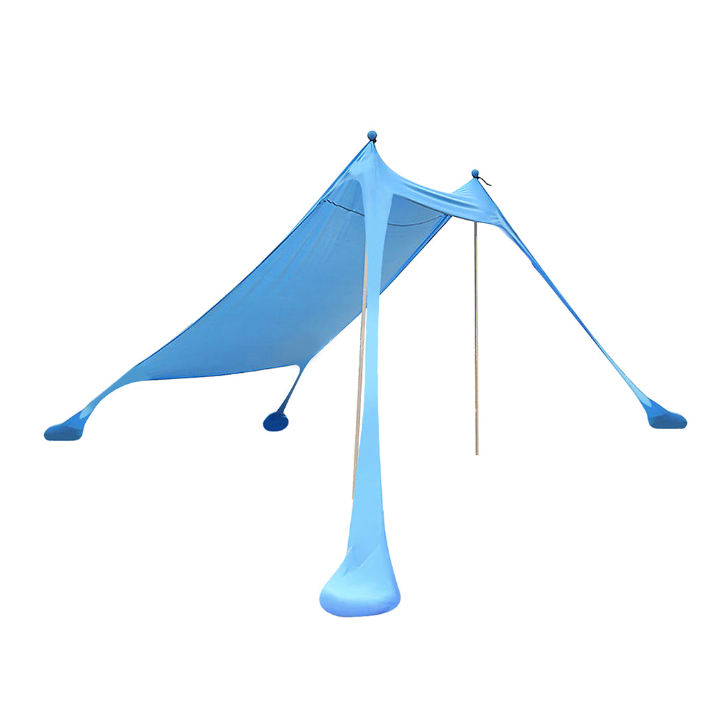 Beach Tent Camping Canopy 2-4 Person Family Sun Shade Shelter 210x210cm Blue-1954802654450421760