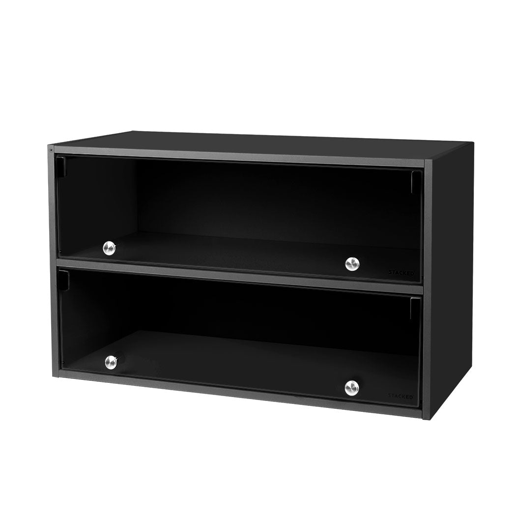 Stacked Shoes Storage Cabinet LED Sneaker Black-1910112531905646592
