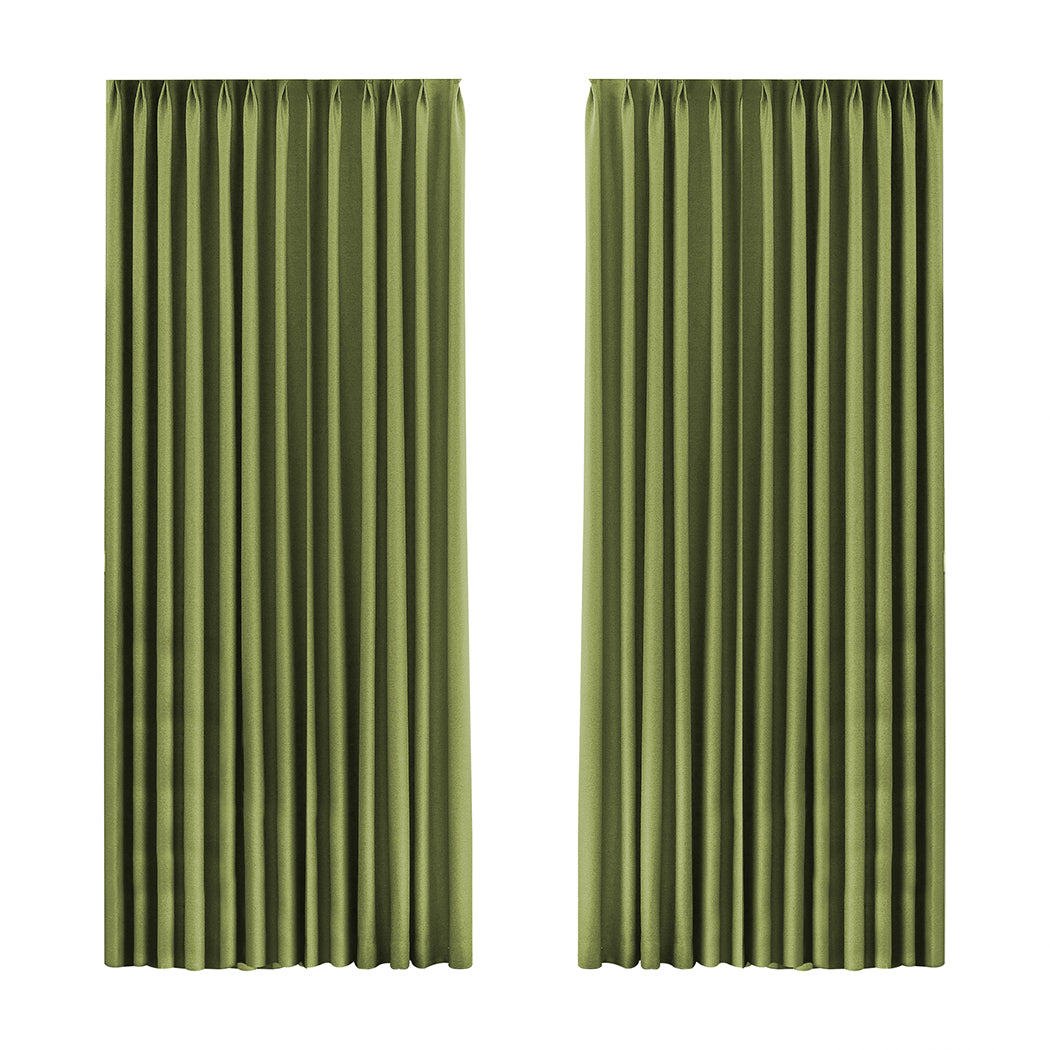 Marlow 2XBlockout Curtains Chenille 180x250 Green CD1016-180x250-DG-1910113280295309312