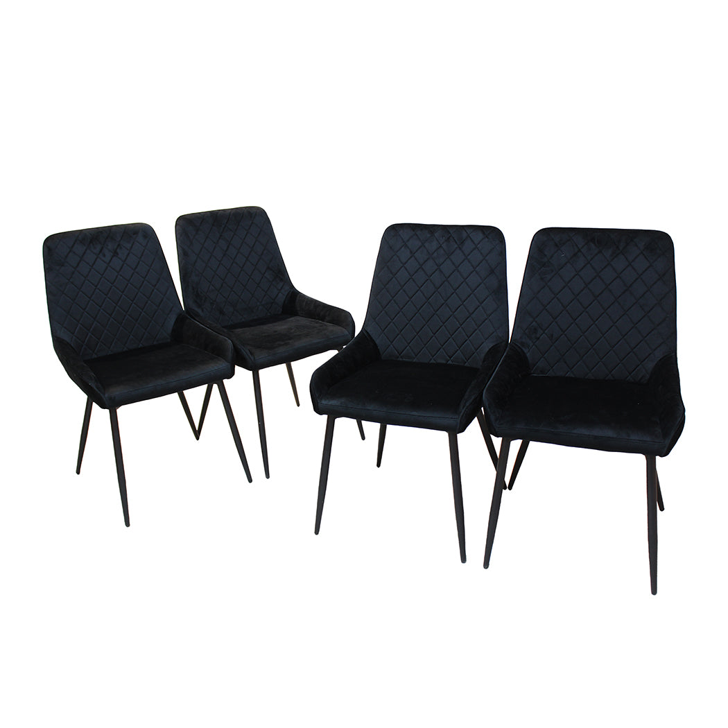 Dining Chairs x 4 Padded Seat Soft Velvet-1973193568940068864