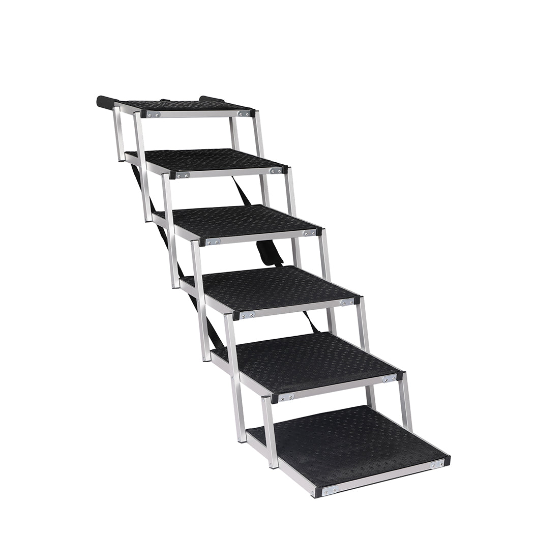 PaWz 6 Steps Dog Ramp Adjustable Height Black-1954802550565900288
