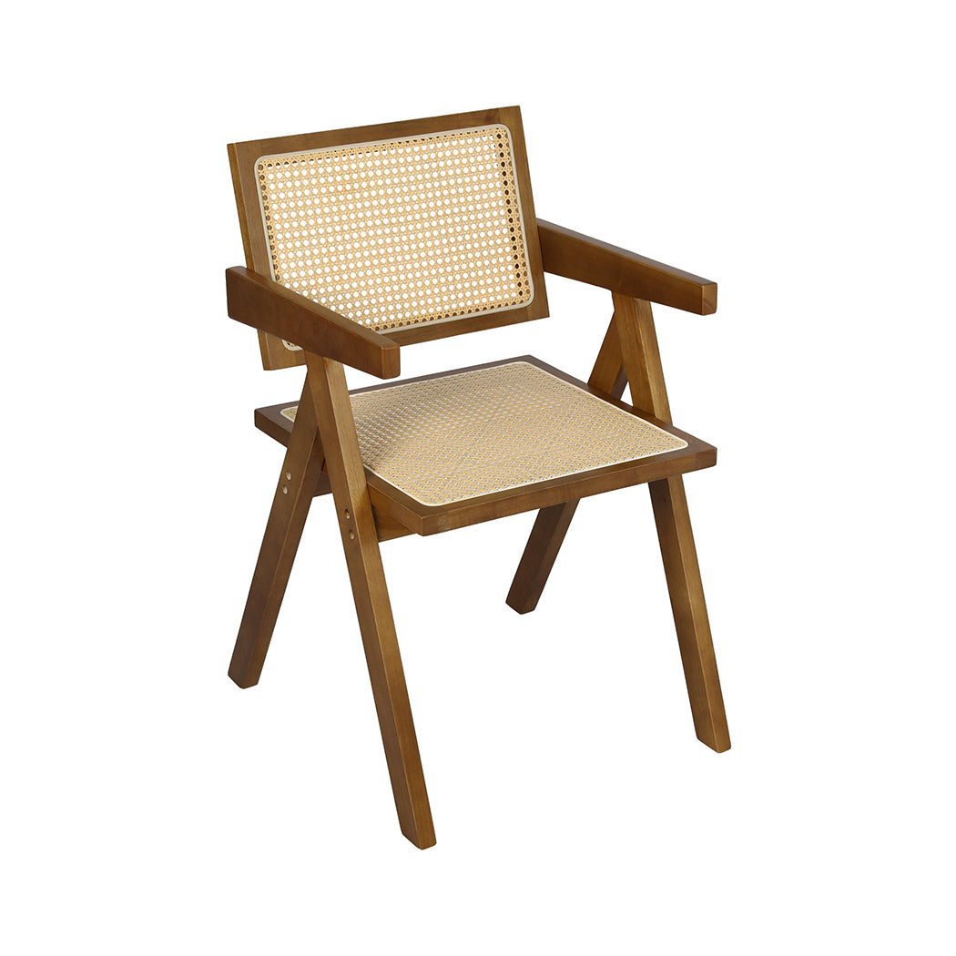 Levede 1x Walnut Wicker Armchair Dining Chair-1910113298267901952