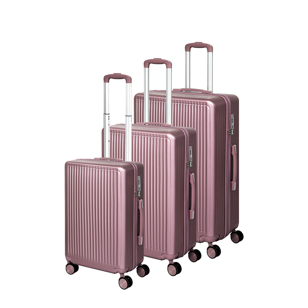 Slimbridge Luggage Suitcase Trolley Rose gold 3pc 20"+24"+28"-1910112845224349696