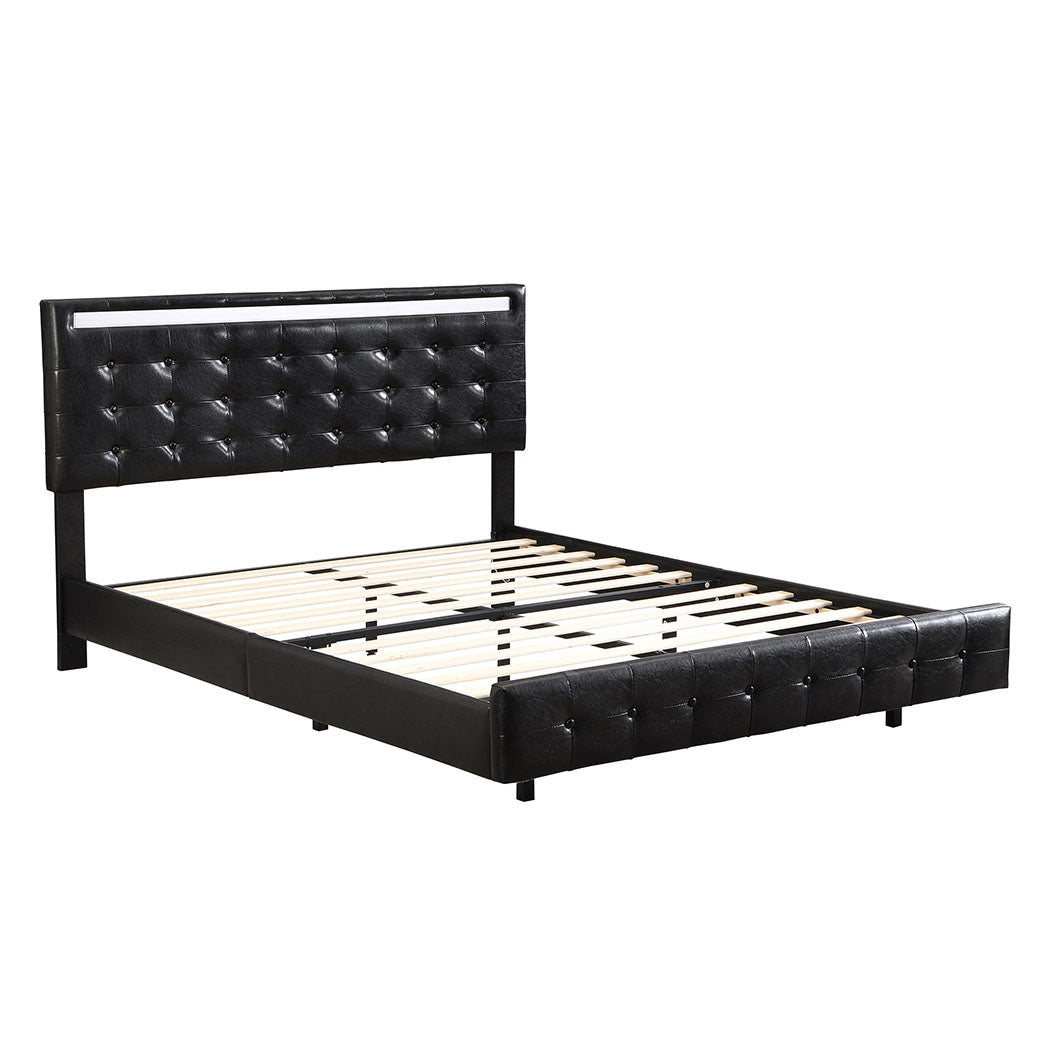 Levede  Floating Bed Frame Double with Headboard LED Lights Mattress Base-1954802377106264064