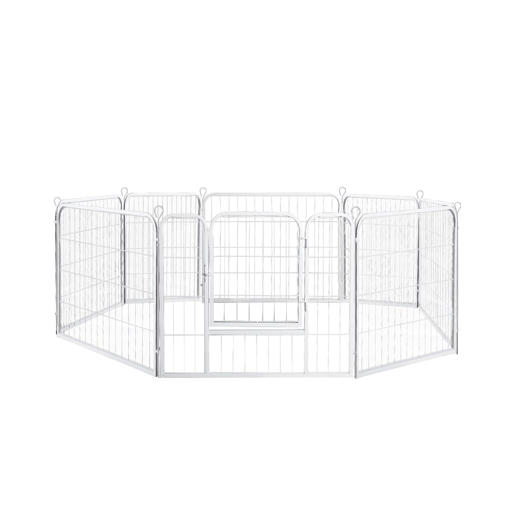 PaWz 8 Panel 24'' Pet Dog Playpen Puppy White 24 inch-1973193827246280704