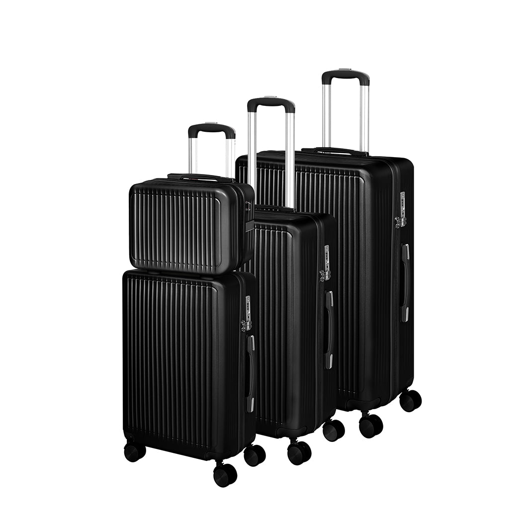 Slimbridge Luggage Suitcase Trolley Black 4pc 14"+20"+24"+28"-1954802820721020928
