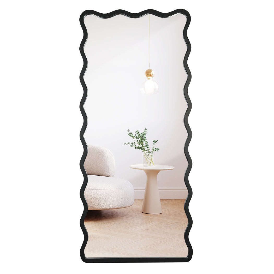 Yezi Full Length Floor Mirror 170cm x 70cm Black Wavy Steel Framed Retangular-1919892939627171840