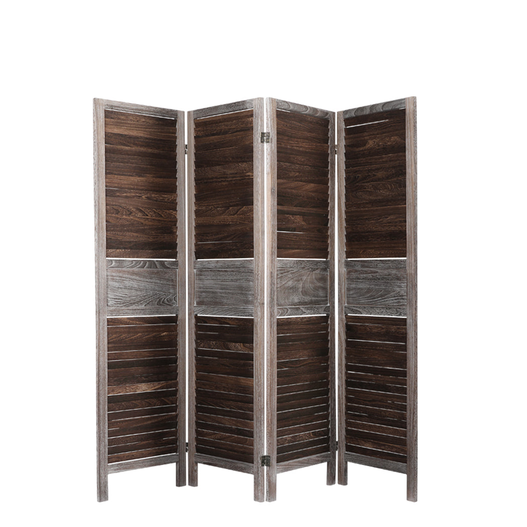 Levede 4 Panel Partition Room Divider Brown-1910112321179619328