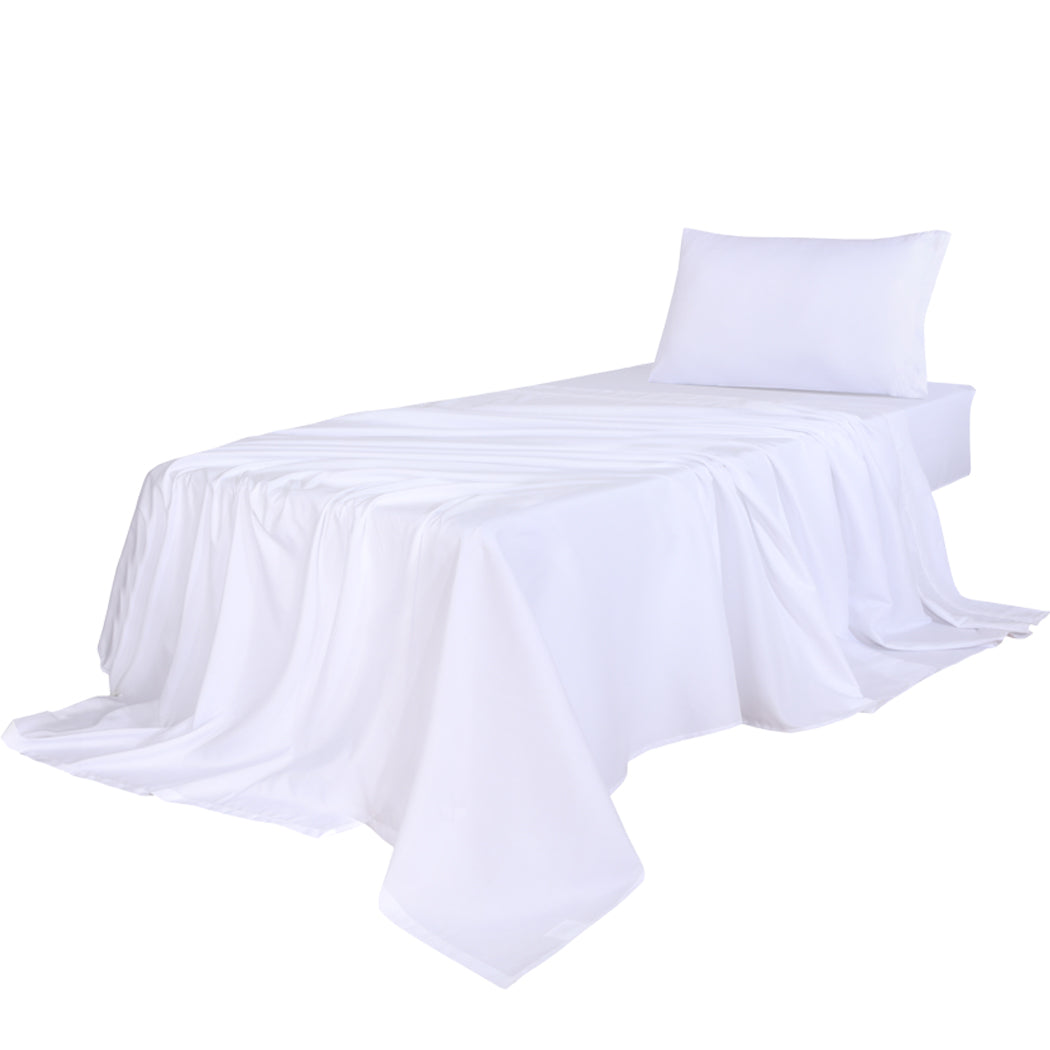 Dreamz 3pcs Sinigle Size 100% Bamboo Bed Sheet Set in White Colour Single-1954802921774387200