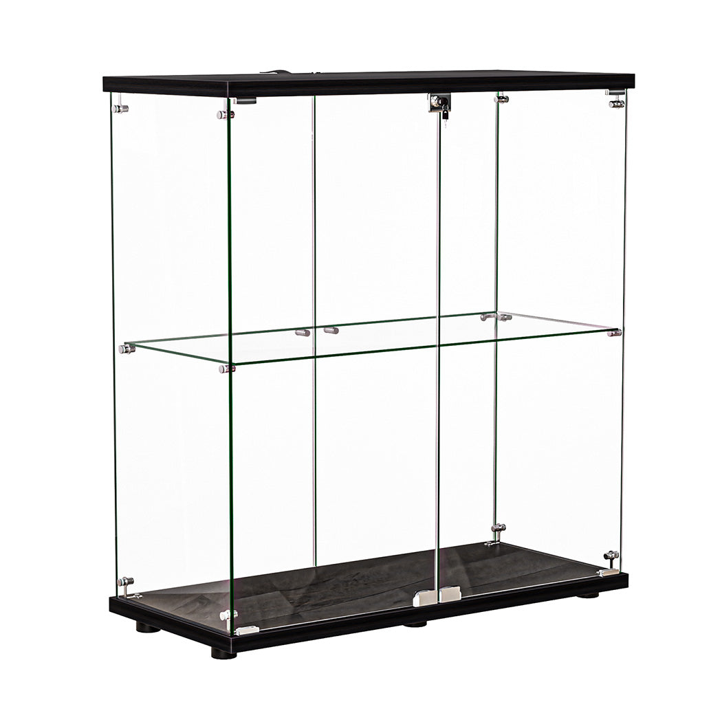 Stacked Glass Display Cabinet Lockable Collections Storage 2 Tier Shelf 2 Door-1954802399797448704