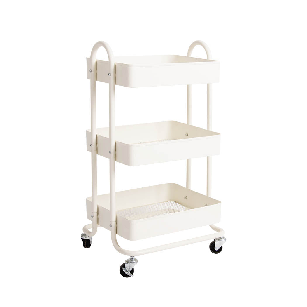 Levede 3 Tiers Kitchen Trolley Cart White-1954802728890929152