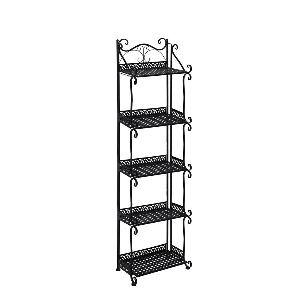 Levede Plant Stand 5 Tiers Outdoor Indoor Black-1910112301520916480