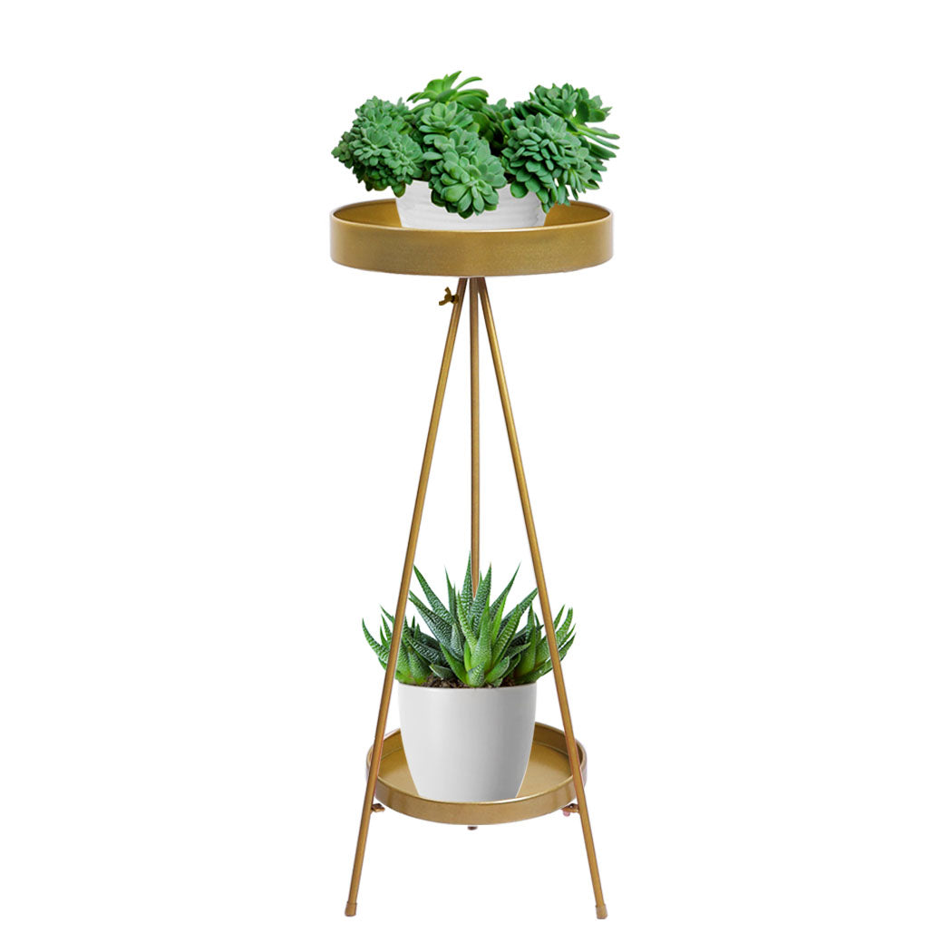 Levede Plant Stand 2 Tiers Outdoor Indoor Gold Large-1910112302569492480