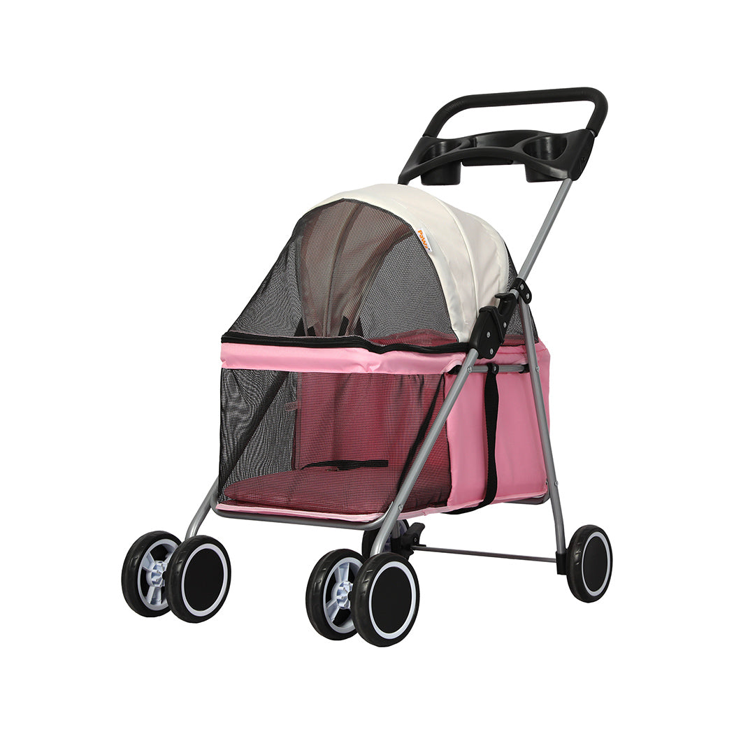 PaWz Pet Stroller Dog Cat Carrier Foldable Pink-1954802606933151744