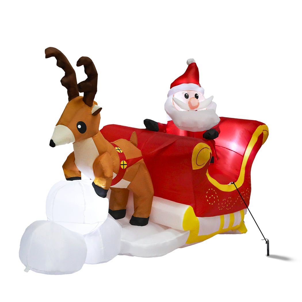 Santaco Christmas Inflatables Outdoor Santa Claus Reindeer Sleigh Lights Decor-1973194173037285376
