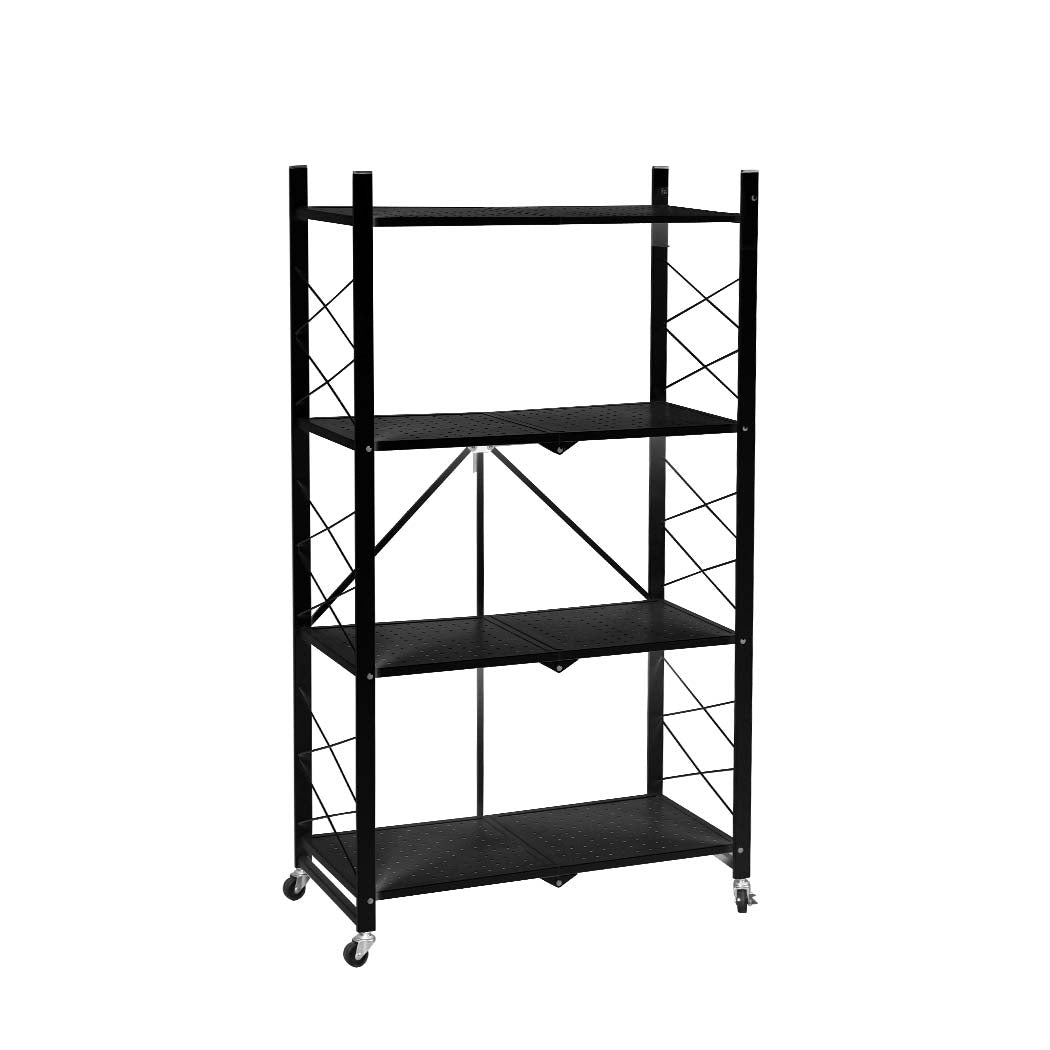 Levede Foldable Storage Shelf Display Black 4 Tiers-1919892859331416064