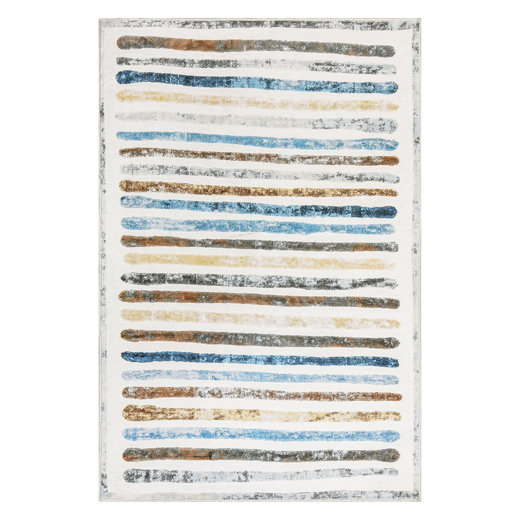 Marlow Floor Rug Short Pile Washable Carpet Soft Plush Non Slip Stripe 80x120-1954802390309933056