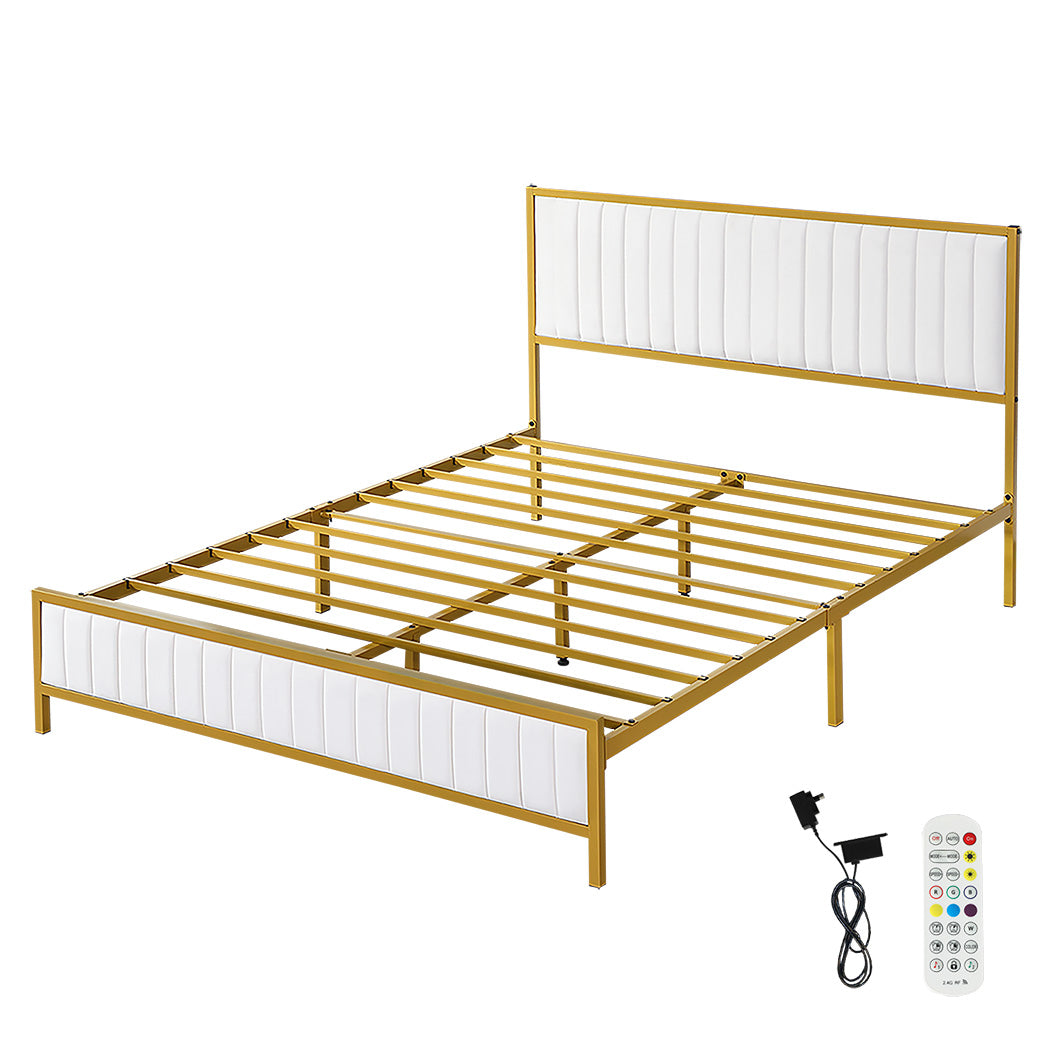 Levede Metal Bed Frame Under Bed Storage Queen Beige-1954802450573692928