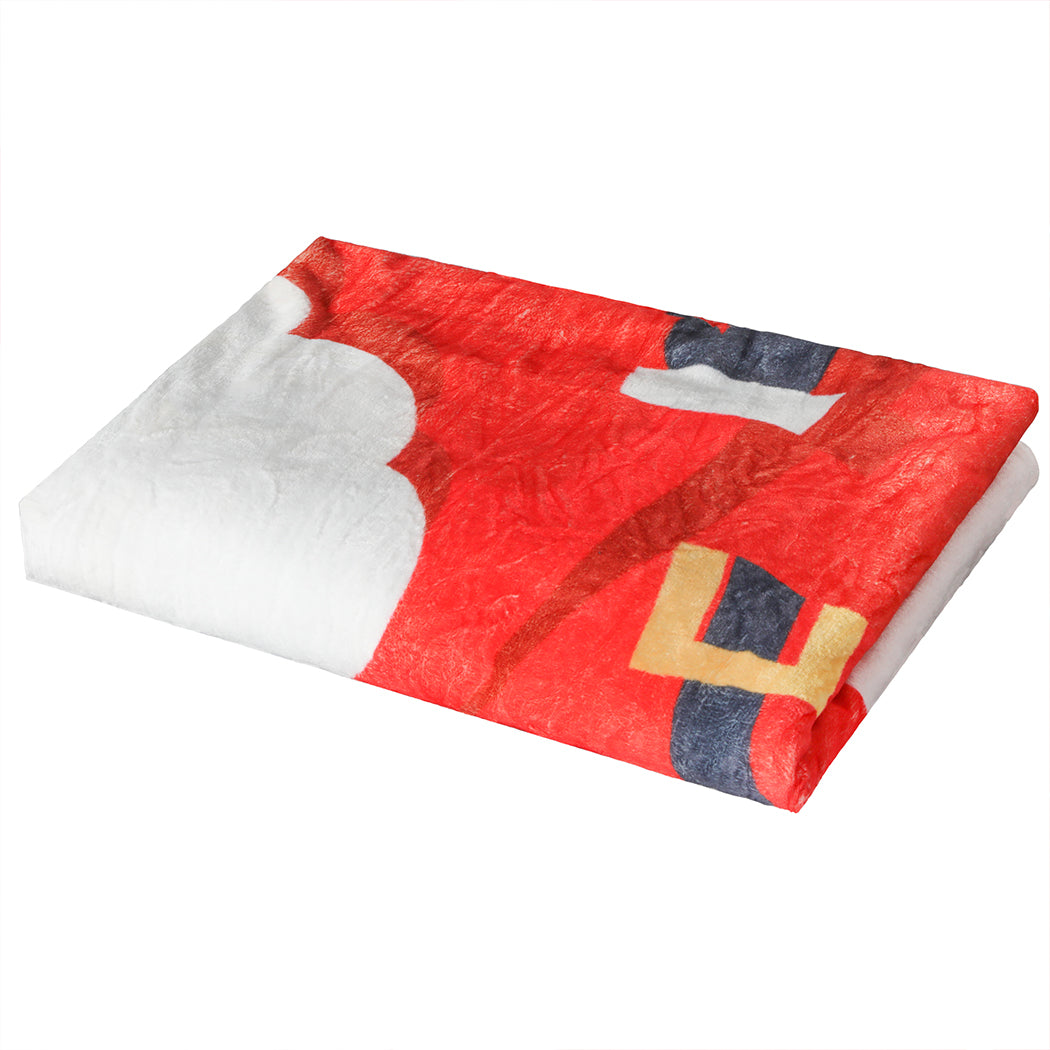 Santaco Throw Blanket Xmas Double Sided Red Single-1910112325688496128