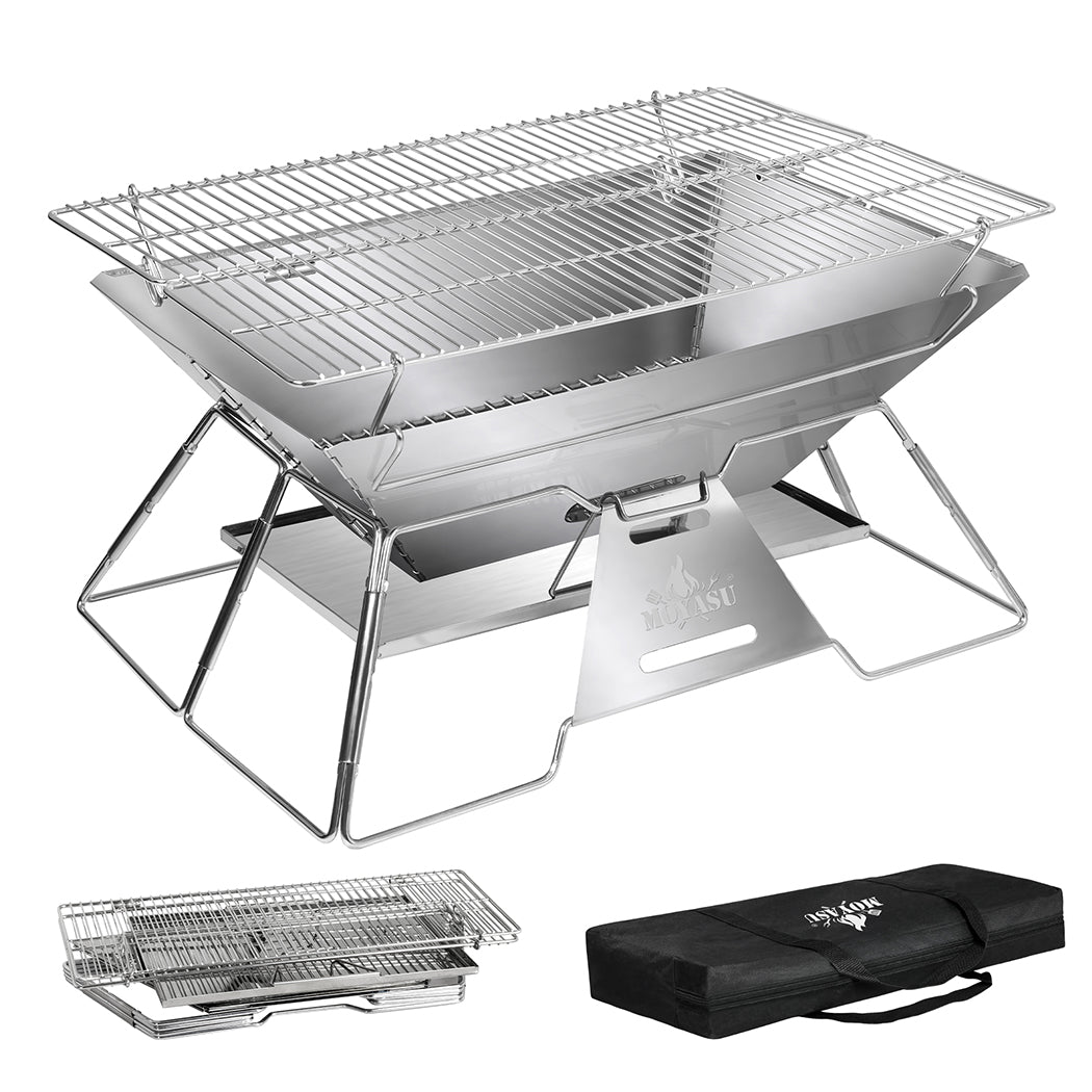 Levede Portable Folding BBQ Charcoal Grill Silver-1954802457573986304
