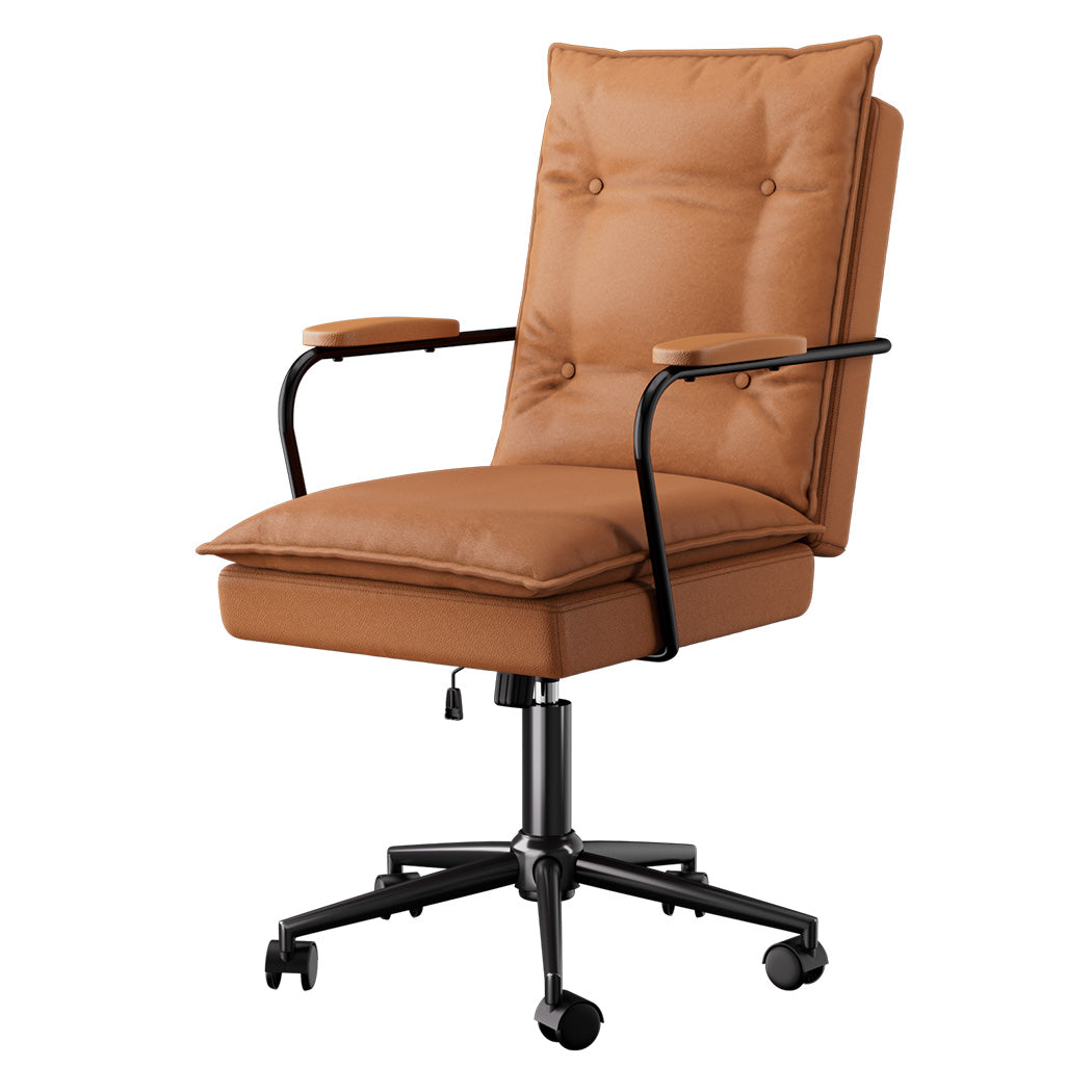 LEVEDE Ergonomic Office Chair Computer PU Brown-1954802475336863744