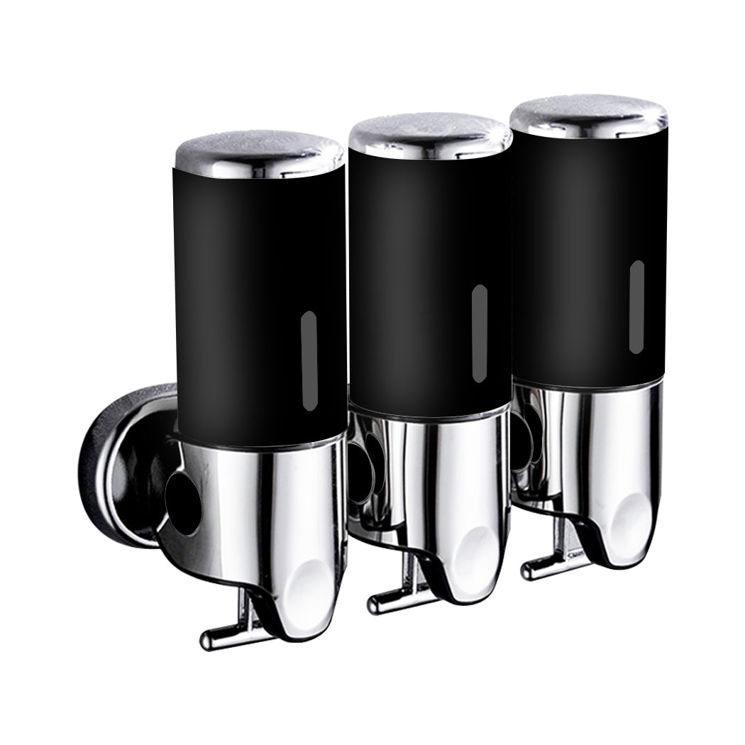 3 Bottles Bathroom Shower Soap Dispenser Black-1910113089890684928