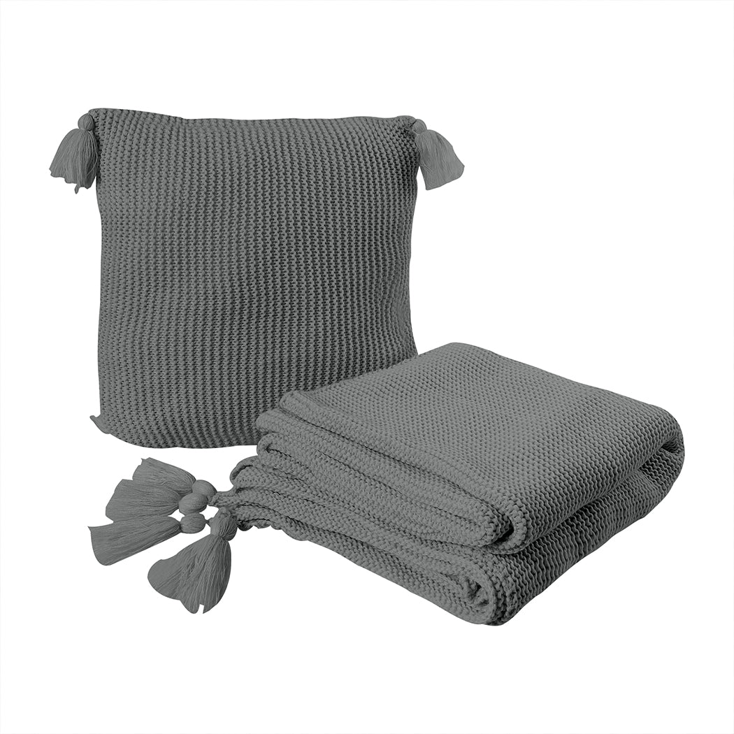 DreamZ Knitting Throw Blanket Cushion Grey-1954802941823160320