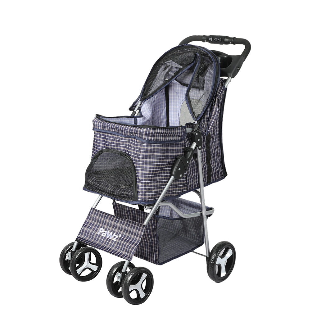 PaWz Large Pet Stroller Dog Cat Carrier Plaid-1954802606228508672