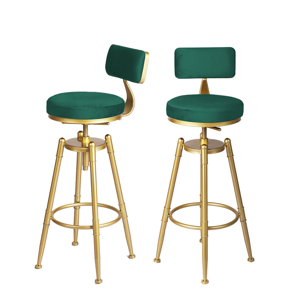 Levede 1x Bar Stools Velvet Kitchen Green-1954802950887051264
