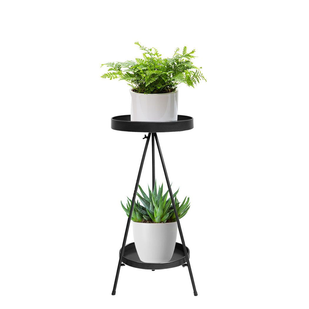 Levede Plant Stand 2 Tiers Outdoor Indoor Black Medium-1954802668568449024