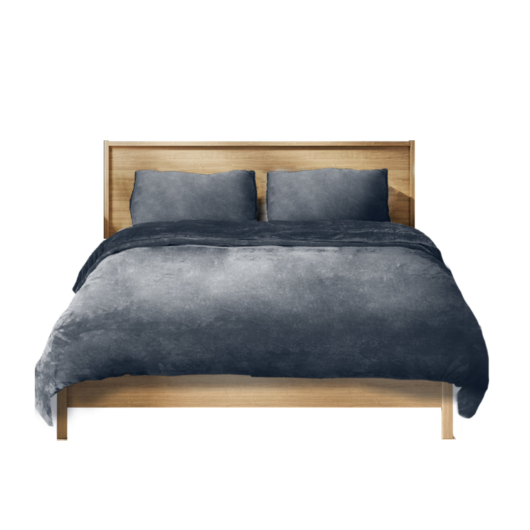 Bed Quilt Cover Bedding set Flannel Dark Grey Double-1910113192500137984