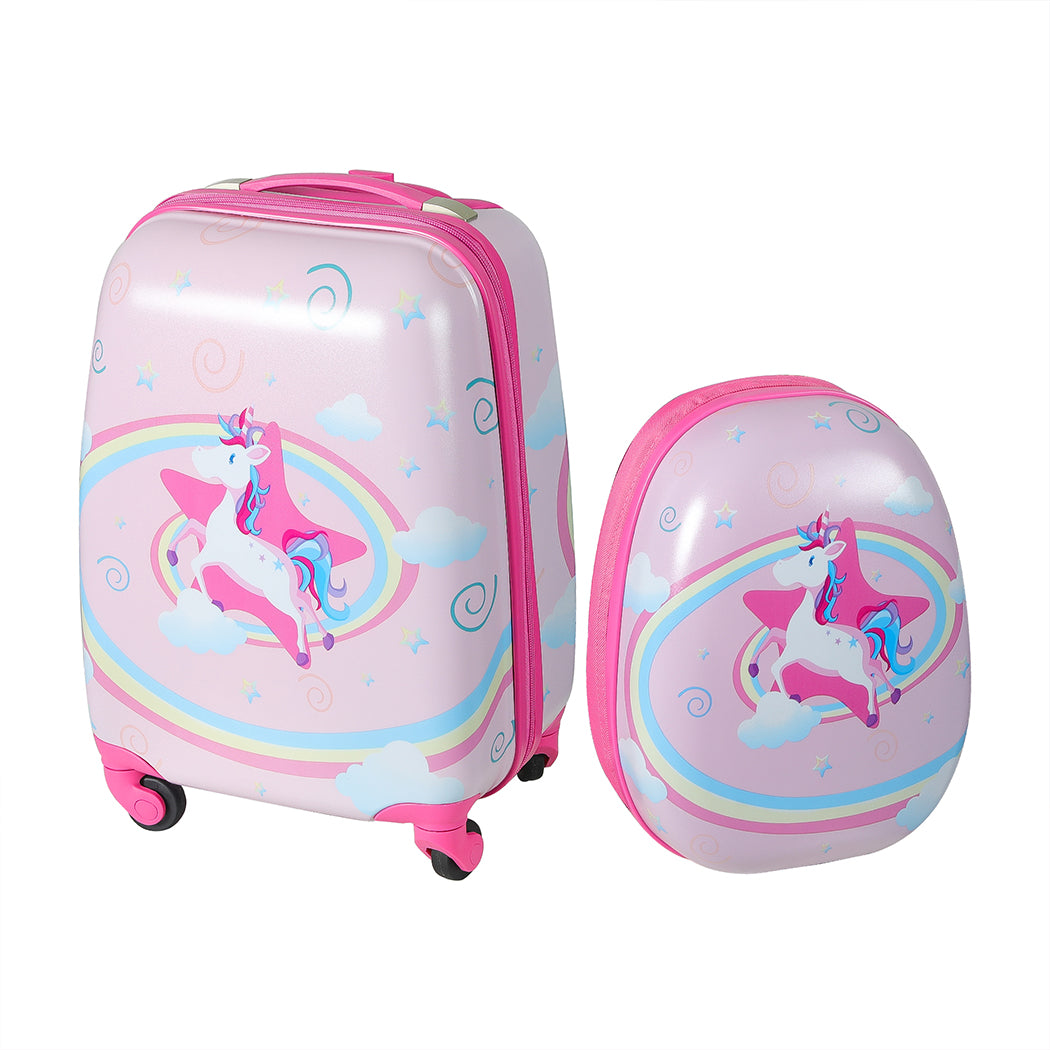 BoPeep 16''13'' 2PCS Kids Luggage Set Travel Suitcase Child Bag Backpack Unicorn