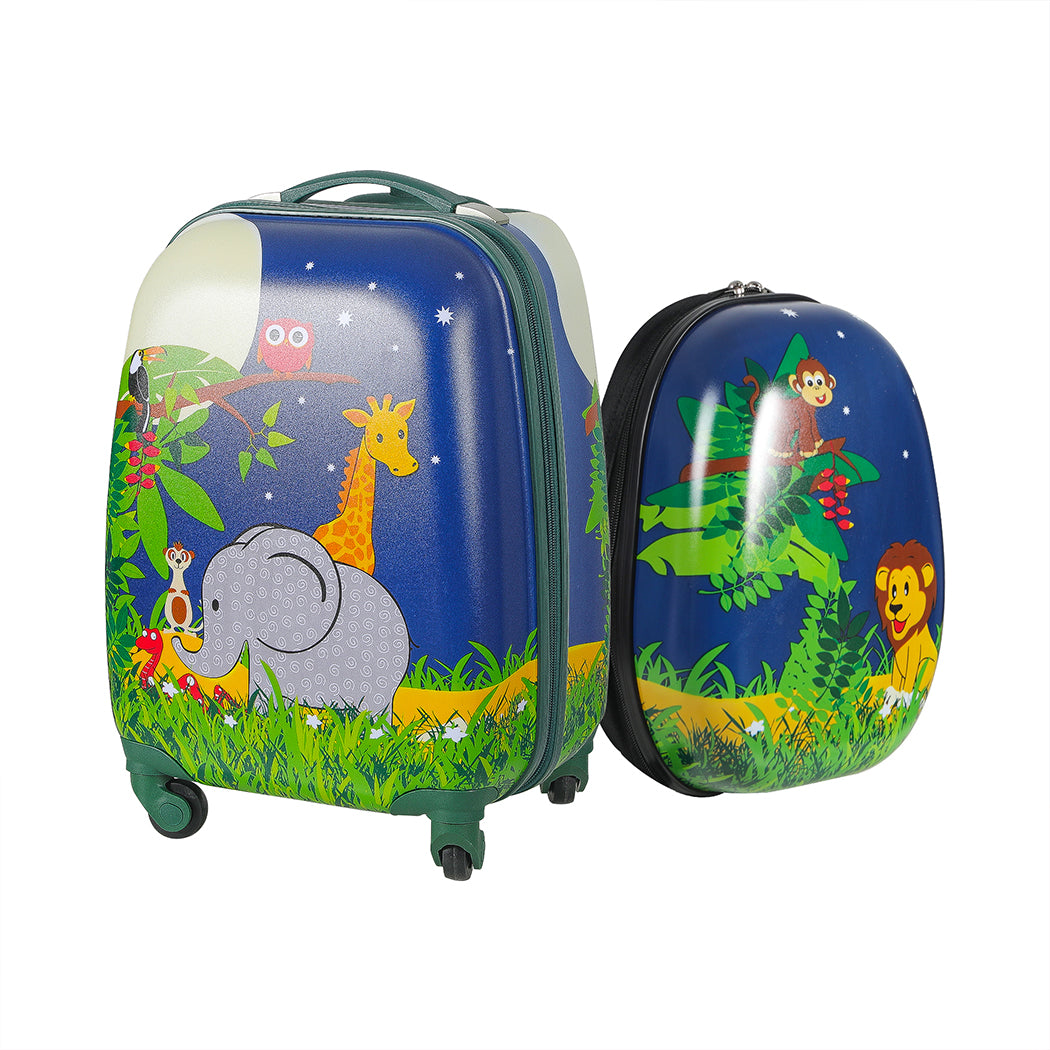 BoPeep 16&#39;&#39;13&#39;&#39; 2PCS Kids Luggage Set Travel Suitcase Child Bag Backpack Jungle