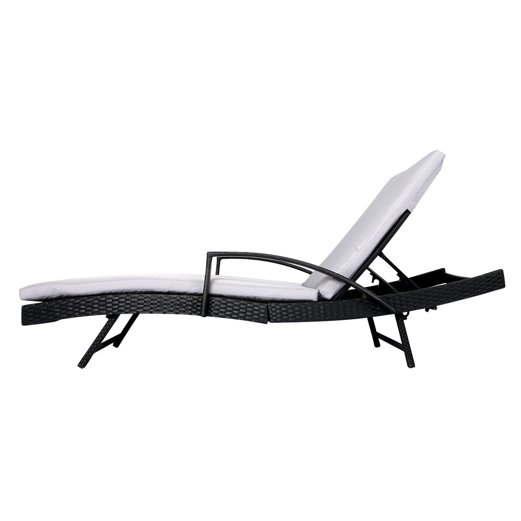 Levede Sun Lounger Wicker Lounge Outdoor Grey-1954802878652747777