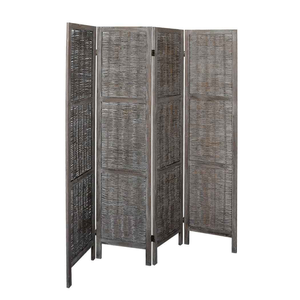 Levede 4 Panels Partition Room Divider Grey-1954802330268471297