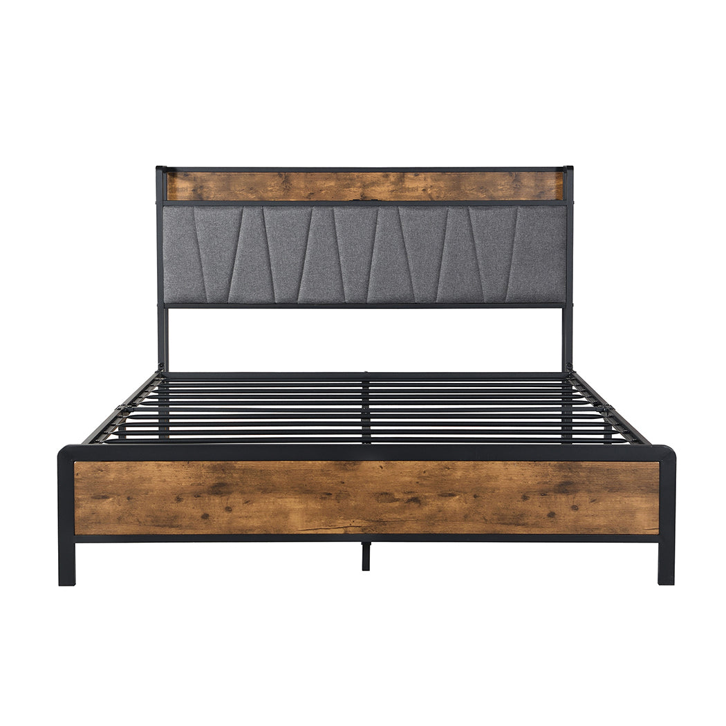 Levede Double Bed Frame Tufted Headboard USB Charge-1954802376699416577