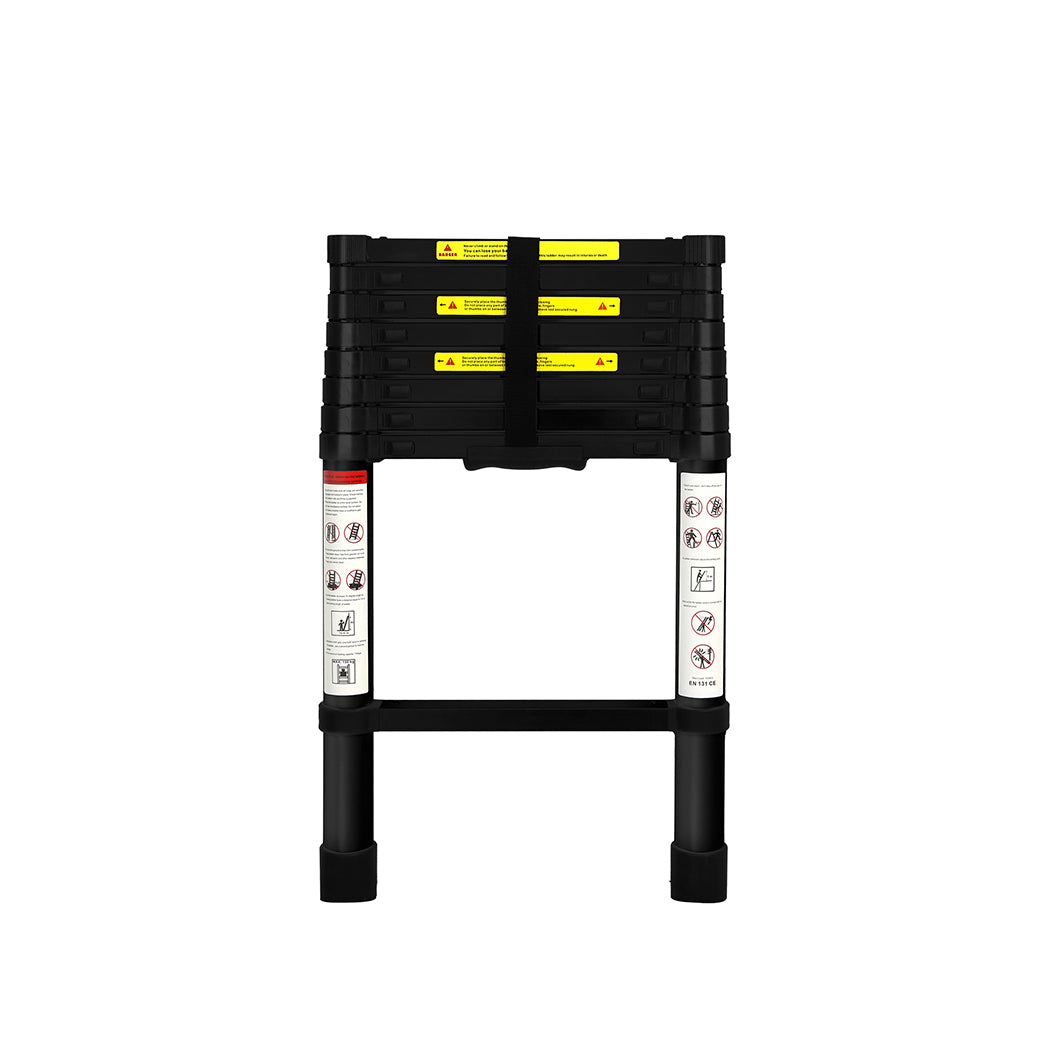 Traderight Multipurpose Aluminium Ladder Telescopic 2.6M Black 2.6 Meter-1910113100661657601