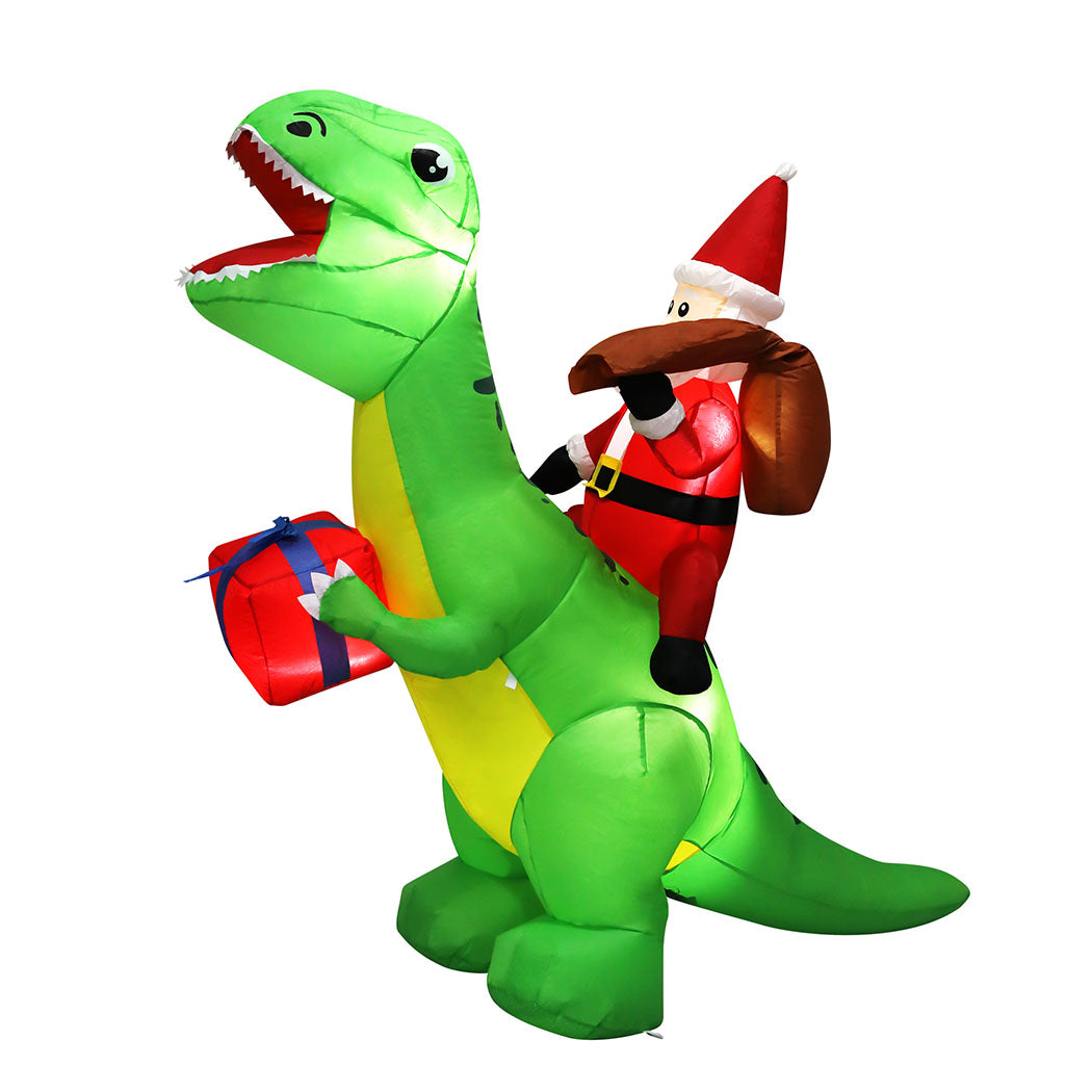 Santaco Christmas Inflatables Outdoor Santa Claus Riding Dinosaur Lights D�cor-1954803065337024513